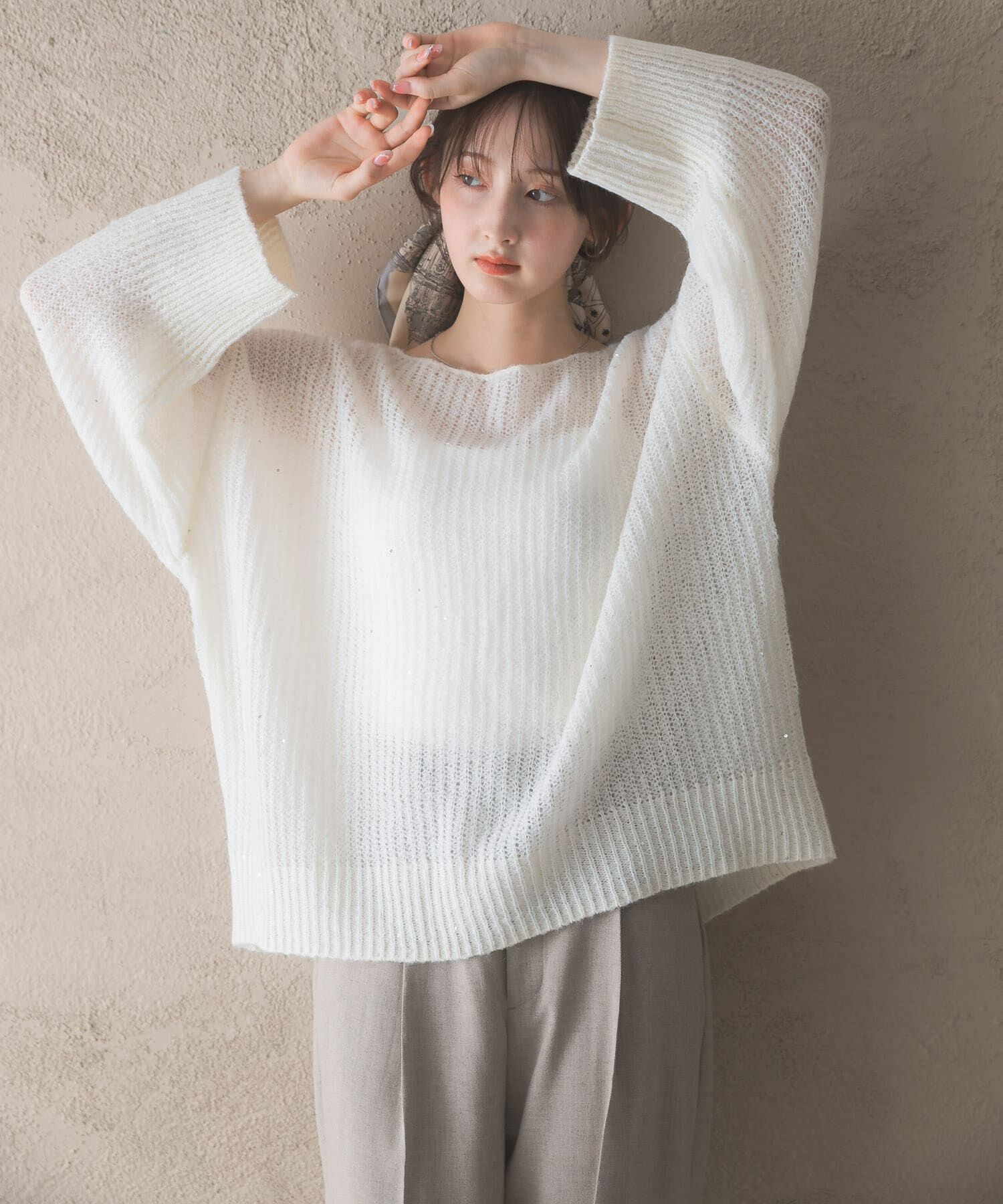 URBAN RESEARCH ROSSO「モヘア混スパンコールシアーニット」|ニット・セーター|
