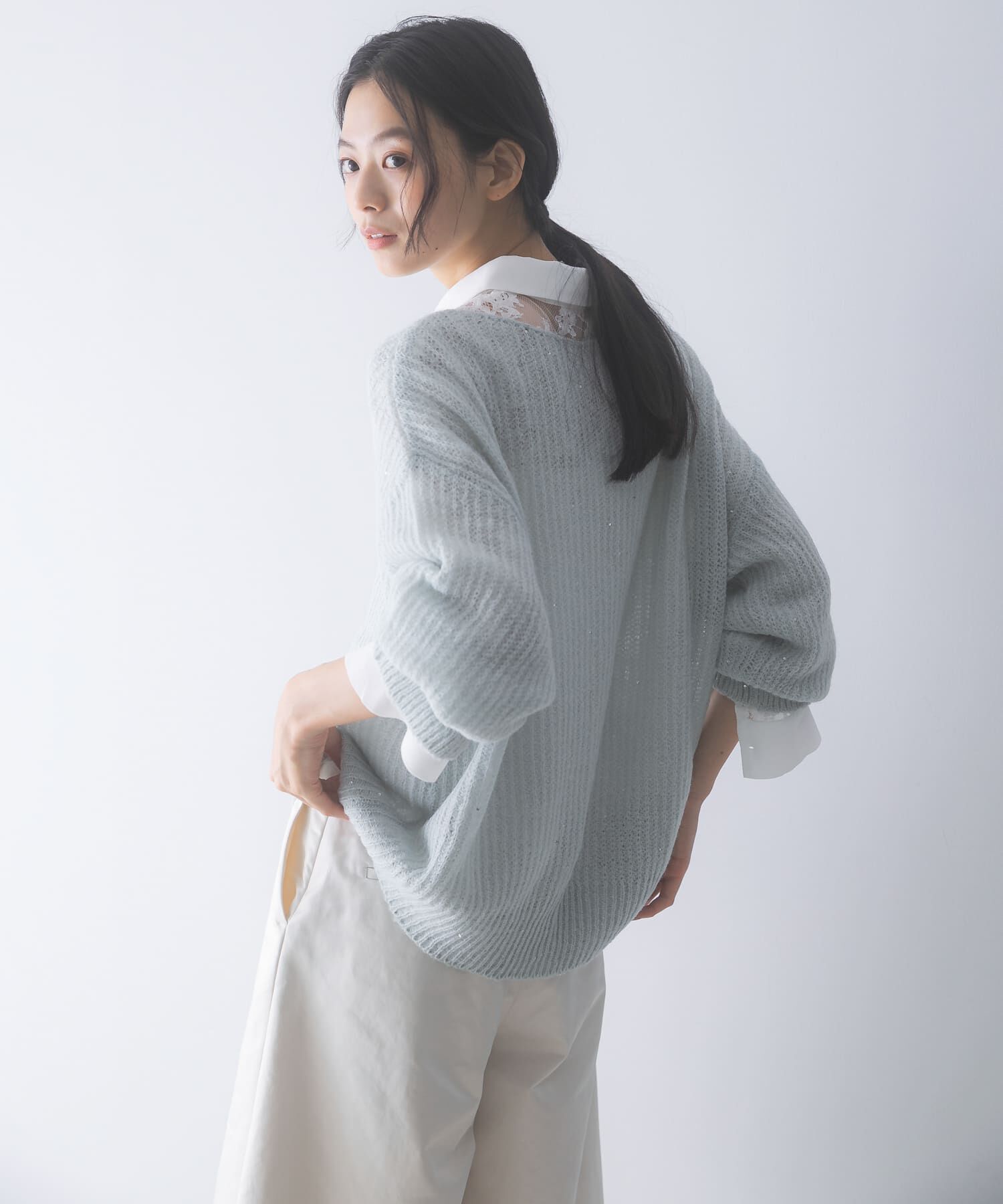 URBAN RESEARCH ROSSO「モヘア混スパンコールシアーニット」|ニット・セーター|