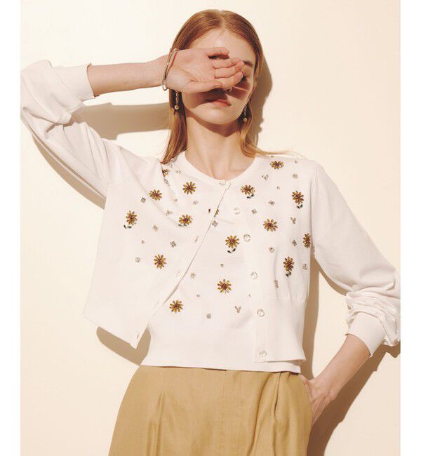 LOULOU WILLOUGHBY「WEB 一部店舗限定 サンフラワービジューカーディガン」|カーディガン|