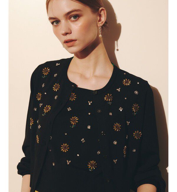 LOULOU WILLOUGHBY「WEB 一部店舗限定 サンフラワービジューカーディガン」|カーディガン|