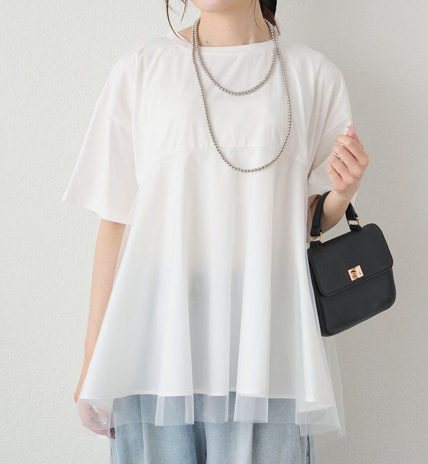  「《リバイバル》【WEB限定/Du noir】チュールドッキングTシャツ」|Tシャツ・カットソー|