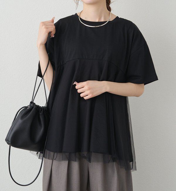  「《リバイバル》【WEB限定/Du noir】チュールドッキングTシャツ」|Tシャツ・カットソー|