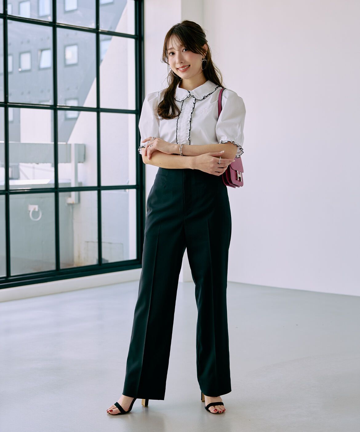 Maglie le cassetto「《M Maglie le cassetto&times;冨張愛》フラワーレース美シルエットストレートパンツ」|その他|
