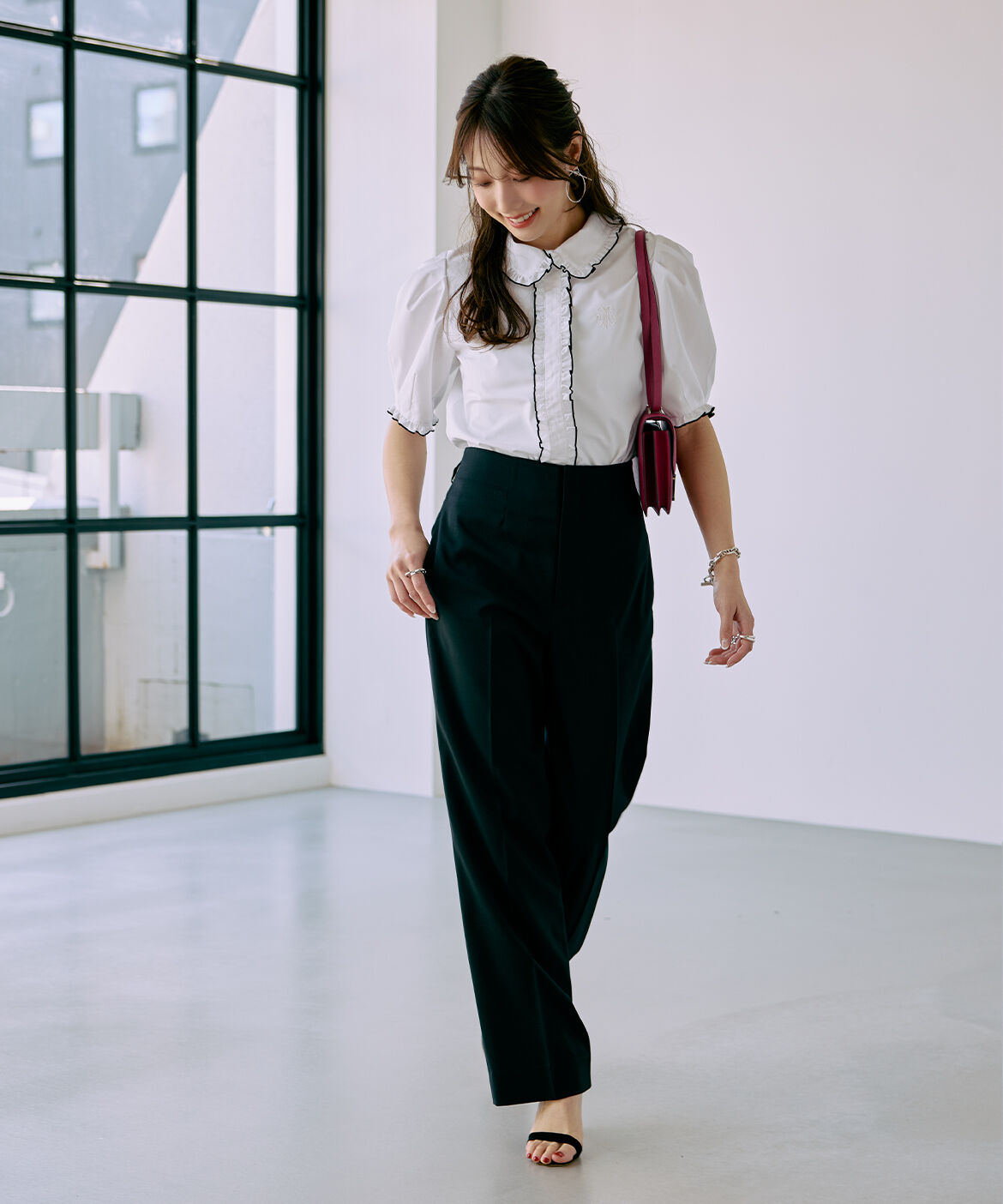 Maglie le cassetto「《M Maglie le cassetto&times;冨張愛》フラワーレース美シルエットストレートパンツ」|その他|