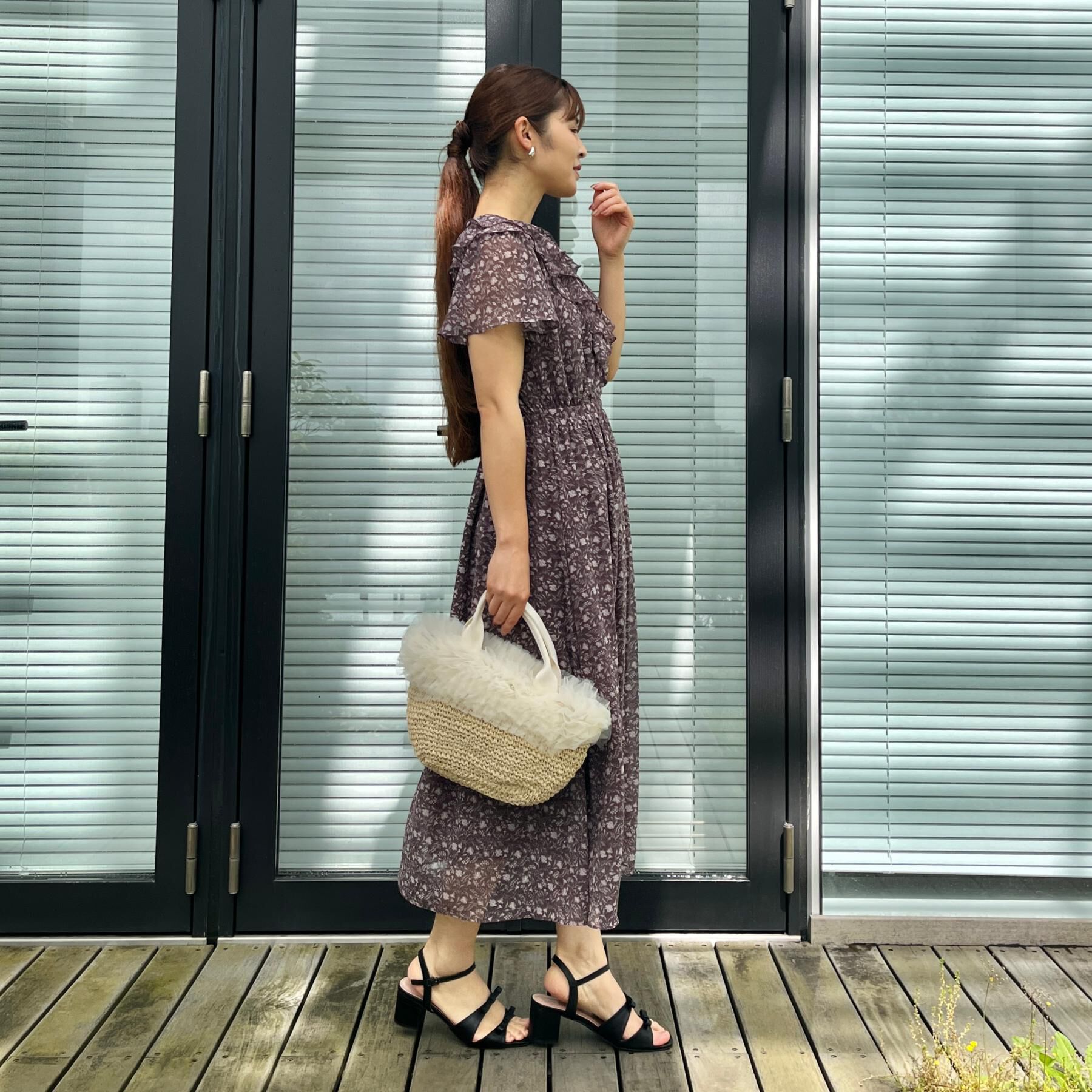 Couture broach「【洗える】花柄 フリル ワンピース」|ワンピース|