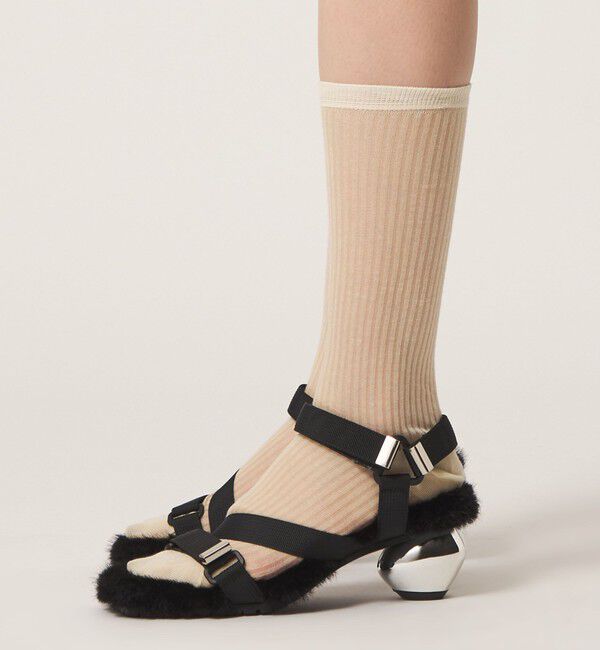 SY UNITED ARROWS「＜SY＞メタルヒール フェイクファー サンダル50&uarr;」|サンダル|