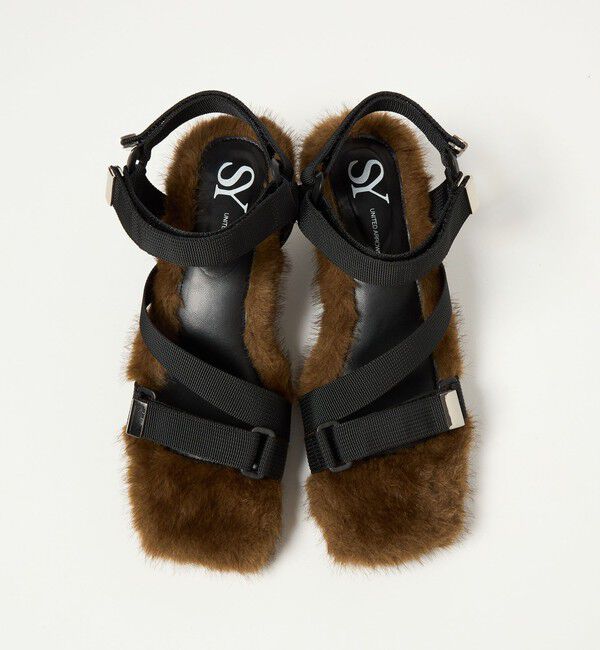 SY UNITED ARROWS「＜SY＞メタルヒール フェイクファー サンダル50&uarr;」|サンダル|