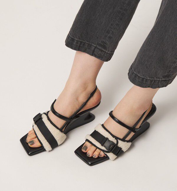 SY UNITED ARROWS「＜SY＞ボア ウェッジバックベルト サンダル60&uarr;」|サンダル|