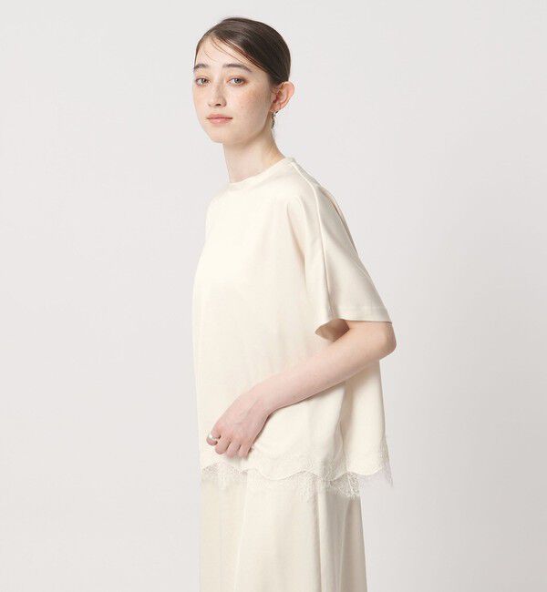 UNITED ARROWS「サテン レース コンビ ブラウス」|シャツ・ブラウス|