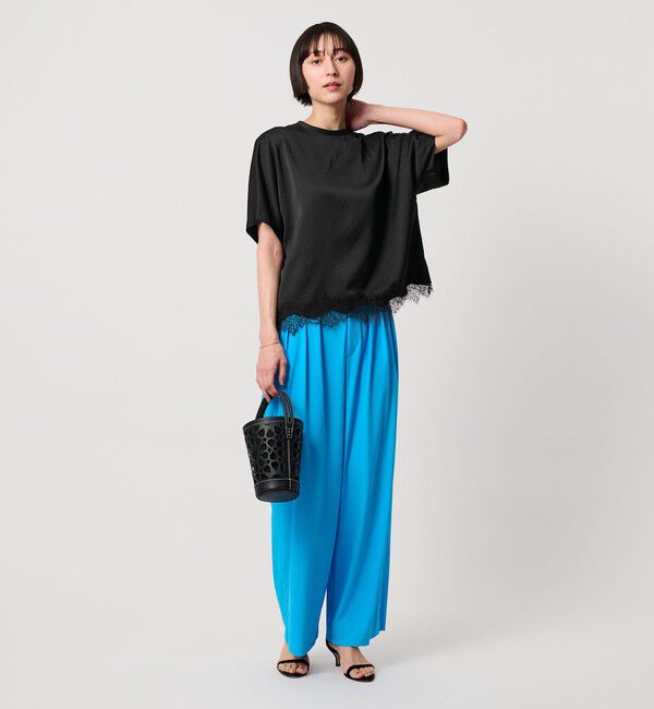UNITED ARROWS「サテン レース コンビ ブラウス」|シャツ・ブラウス|