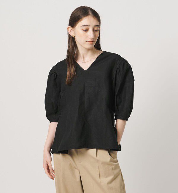 UNITED ARROWS「リネン フレア パフスリー ブブラウス ‐ウォッシャブル‐」|シャツ・ブラウス|