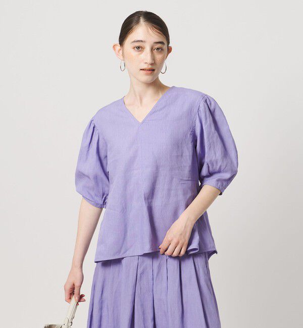 UNITED ARROWS「リネン フレア パフスリー ブブラウス ‐ウォッシャブル‐」|シャツ・ブラウス|