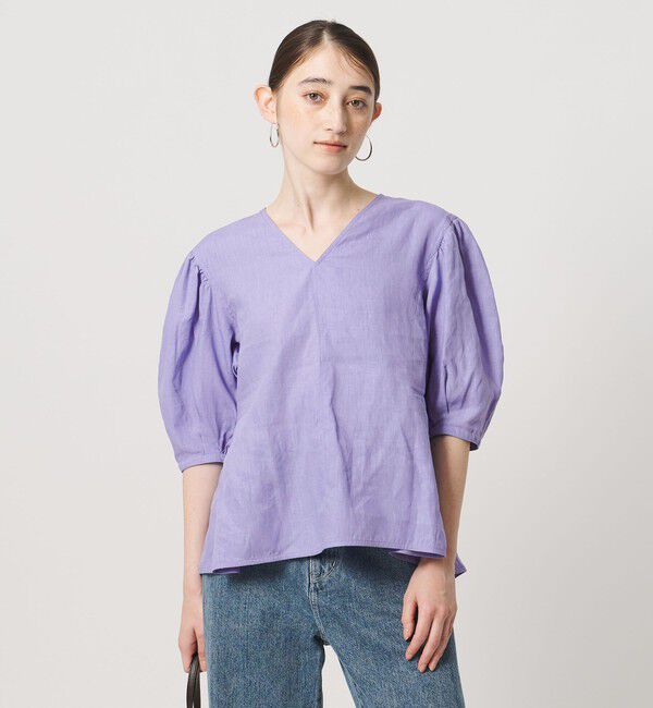 UNITED ARROWS「リネン フレア パフスリー ブブラウス ‐ウォッシャブル‐」|シャツ・ブラウス|