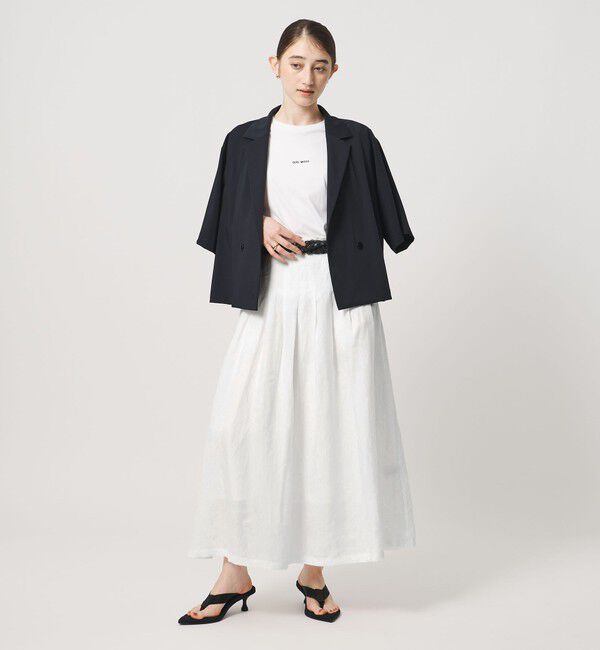 UNITED ARROWS「リネン タック ロングスカート ‐ウォッシャブル‐」|スカート|
