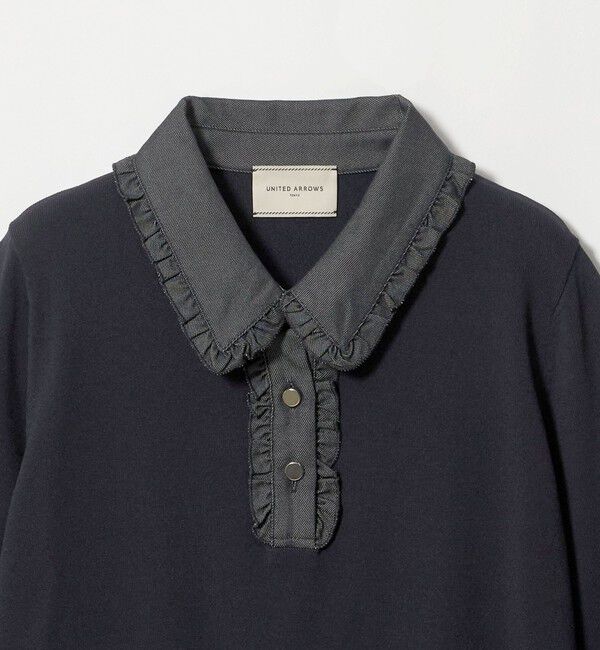 UNITED ARROWS「六分袖 デニムライク ポロニット ‐ウォッシャブル‐」|ニット・セーター|