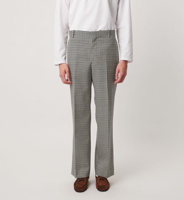 UNITED ARROWS「モダンチェック ノープリーツ ワイドストレート パンツ」|スラックス|