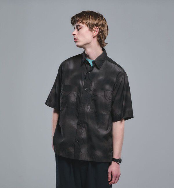 UNITED ARROWS green label relaxing「＜Phospho Graphica＞スプラッシュ パターン レギュラーカラー 半袖シャツ」|シャツ・ブラウス|DK.GRAY