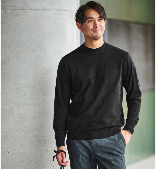 UNITED ARROWS green label relaxing「【WEB限定】JUST fit ハイゲージ ジャケイン モックネック ニット」|ニット・セーター|