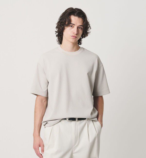 BEAUTY&YOUTH UNITED ARROWS「Air Dobby ワイドテーパード クルーネック Tシャツ ヨコストレッチ 吸水速乾 ウォッシャブル」|Tシャツ・カットソー|LT.GRAY