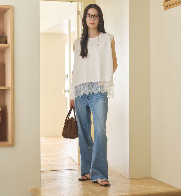 BEAUTY&YOUTH UNITED ARROWS「【WEB限定】レースコンビ ノースリーブカットソー」|Tシャツ・カットソー|