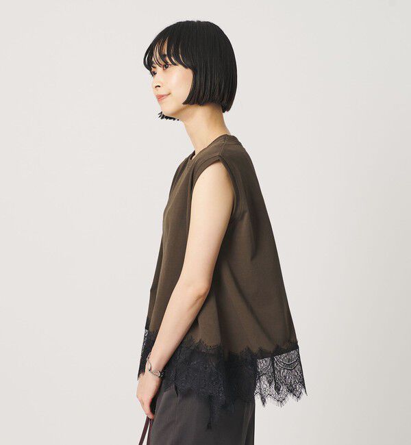 BEAUTY&YOUTH UNITED ARROWS「【WEB限定】レースコンビ ノースリーブカットソー」|Tシャツ・カットソー|DK.BROWN