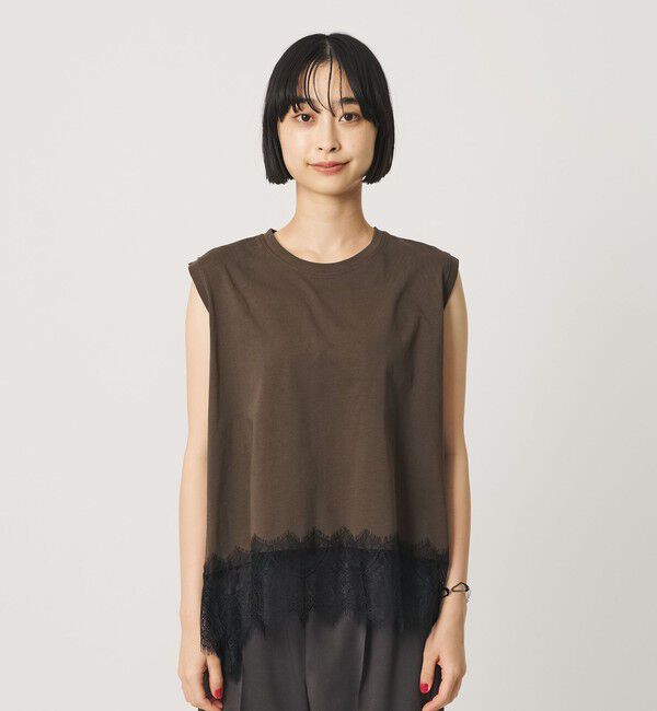 BEAUTY&YOUTH UNITED ARROWS「【WEB限定】レースコンビ ノースリーブカットソー」|Tシャツ・カットソー|