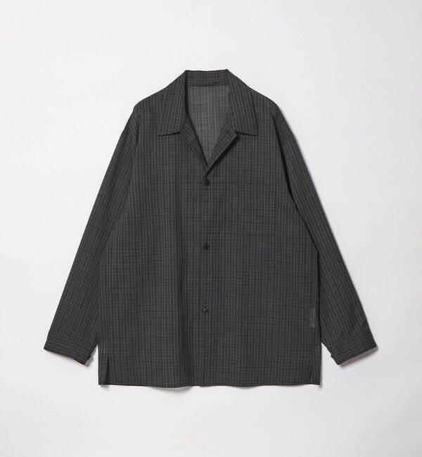 STEVEN ALAN「＜Steven Alan＞ ウール チェック オープンカラー オーバー シャツ」|シャツ・ブラウス|DK.GRAY