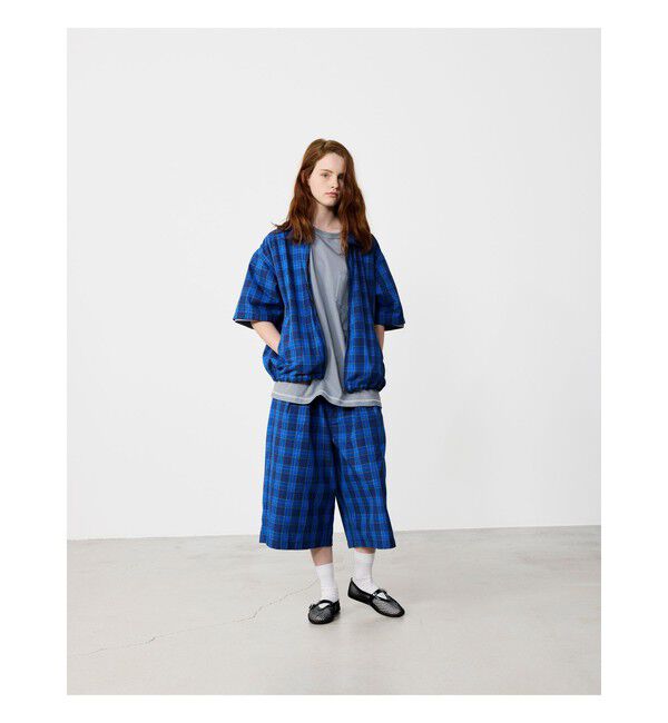 BEAMS「BEAMS｜Check Zip Up Shirt｜メンズ ジップアップシャツ ブルゾン｜ワークテイスト｜シワになりにくい 速乾」|シャツ・ブラウス|