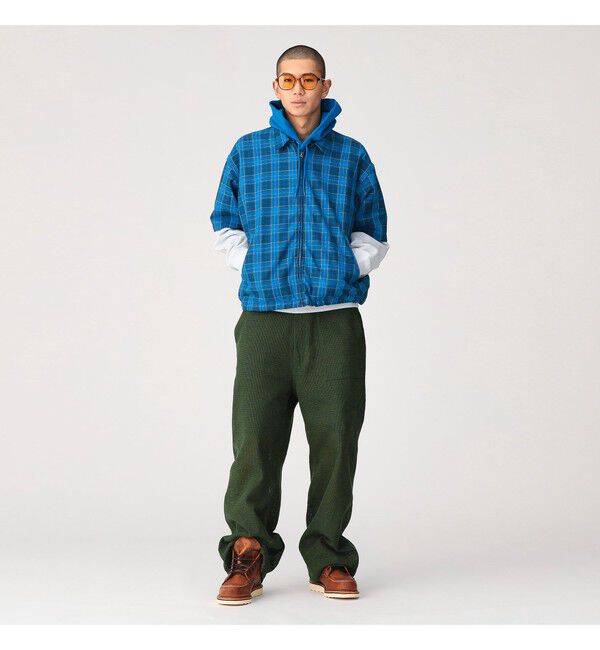 BEAMS「BEAMS｜Check Zip Up Shirt｜メンズ ジップアップシャツ ブルゾン｜ワークテイスト｜シワになりにくい 速乾」|シャツ・ブラウス|