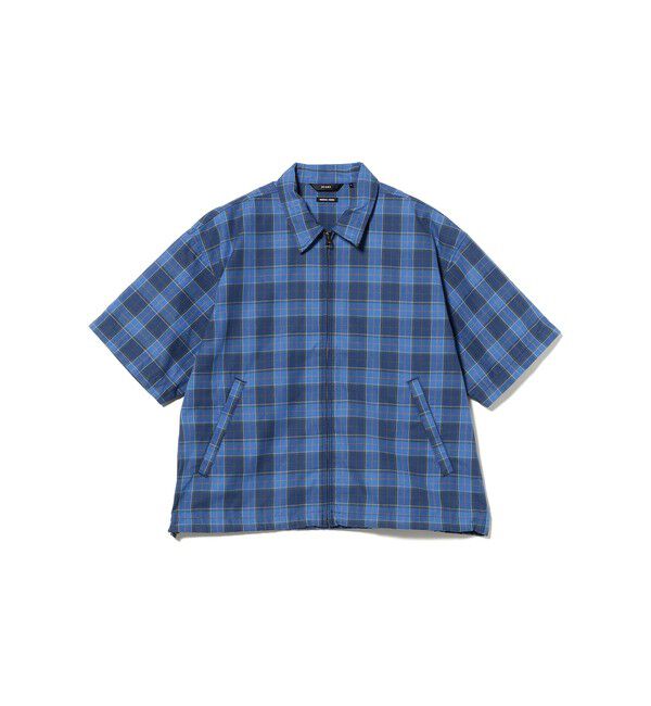 BEAMS「BEAMS｜Check Zip Up Shirt｜メンズ ジップアップシャツ ブルゾン｜ワークテイスト｜シワになりにくい 速乾」|シャツ・ブラウス|