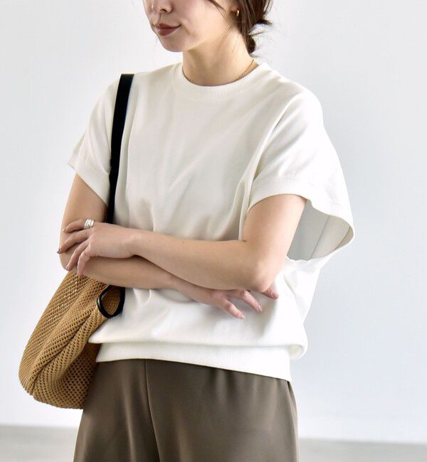 quaranciel「quaranciel:〈洗濯機可能〉ライト ポンチ コンパクト フレンチスリーブ TEE」|Tシャツ・カットソー|