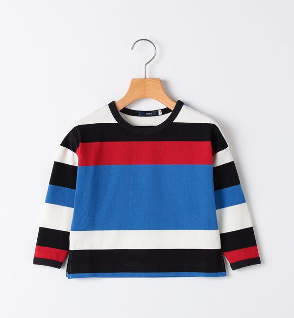SHIPS KIDS「SHIPS KIDS:85～95cm/ マルチ ボーダー ロングスリーブ Tシャツ」|Tシャツ・カットソー|ブルー