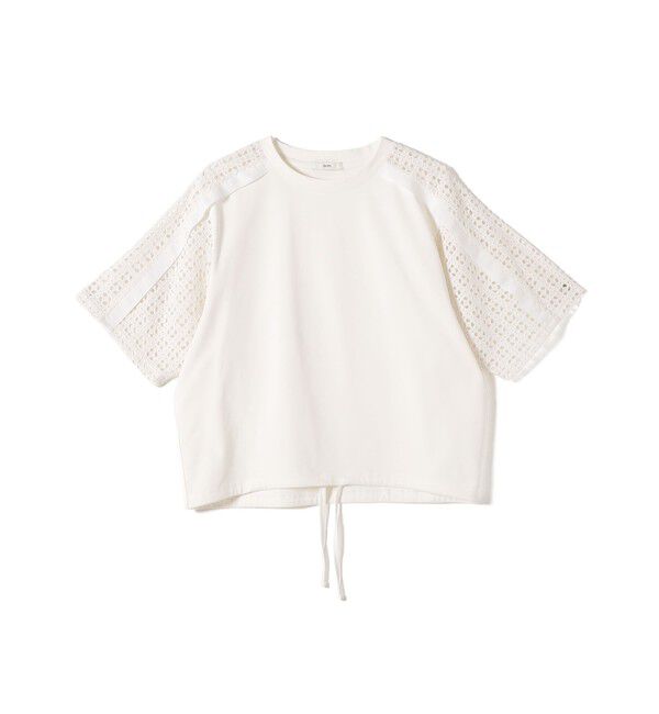 SHIPS for women「【WEB限定】〈手洗い可能〉レース コンビ ショート スリーブ カットソー」|Tシャツ・カットソー|