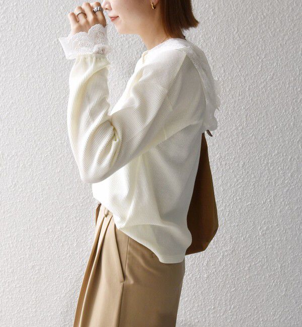 SHIPS any「《予約》SHIPS any:〈洗濯機可能〉ワッフル レース フーディー プルオーバー」|Tシャツ・カットソー|