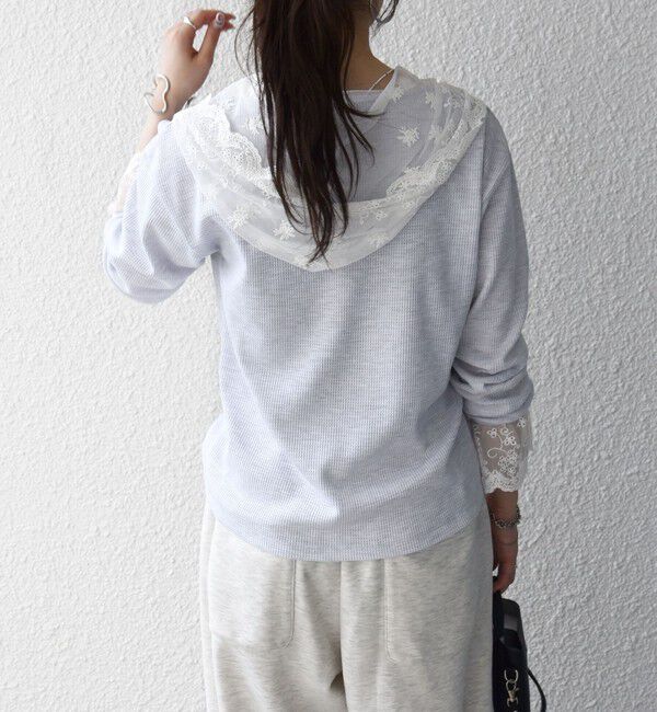SHIPS any「《予約》SHIPS any:〈洗濯機可能〉ワッフル レース フーディー プルオーバー」|Tシャツ・カットソー|