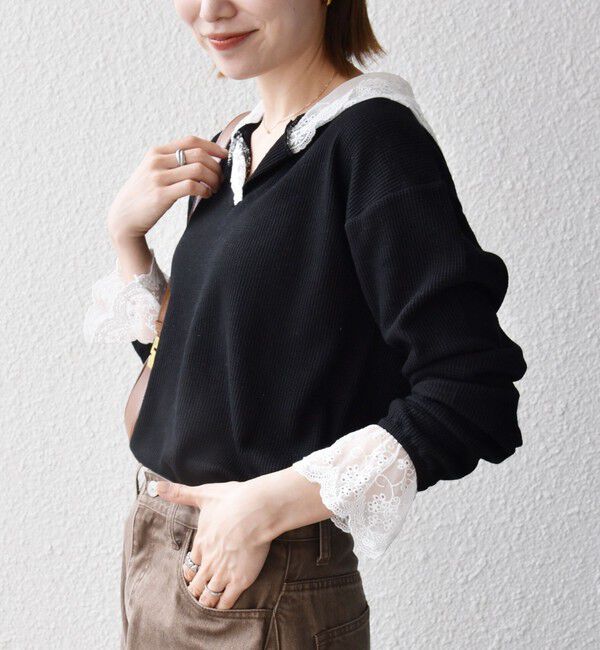 SHIPS any「《予約》SHIPS any:〈洗濯機可能〉ワッフル レース フーディー プルオーバー」|Tシャツ・カットソー|