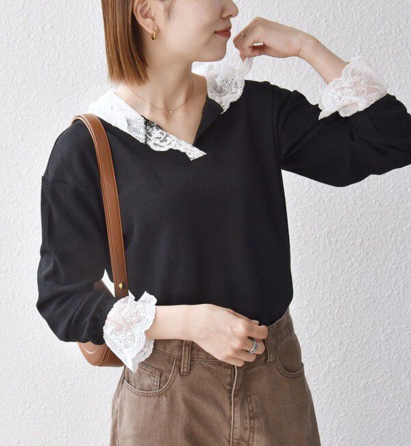 SHIPS any「《予約》SHIPS any:〈洗濯機可能〉ワッフル レース フーディー プルオーバー」|Tシャツ・カットソー|