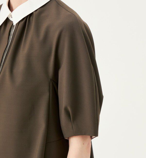 Ballsey「フラットストレッチコンビ シャツカラープルオーバー」|シャツ・ブラウス|