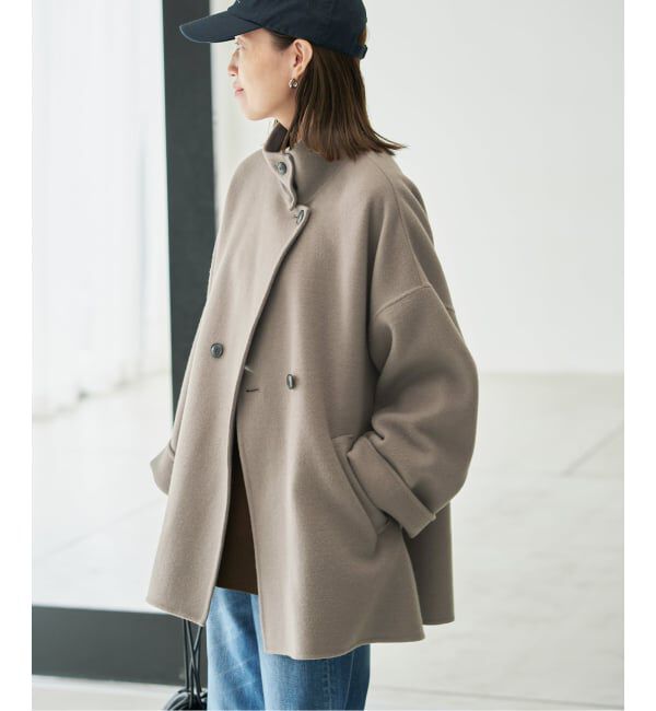 SLOBE IENA「《WEB・一部店舗限定/追加予約》souple woolダブルフェイススタンドコート」|その他|カーキ