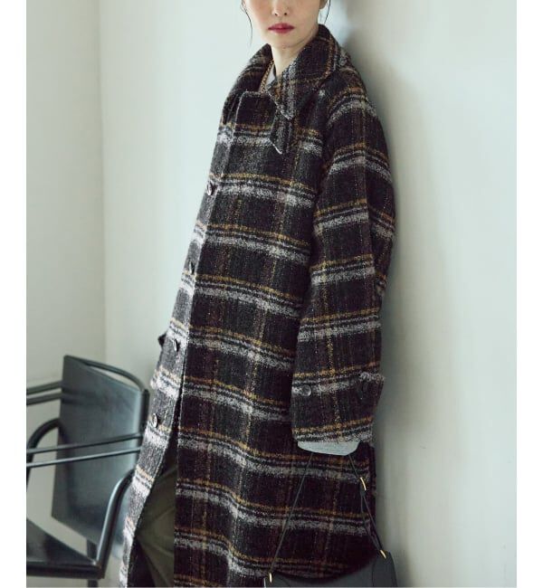 journal standard L'essage「《予約》SUPER100モッサ/GIOLICAチェック バルカラーコート」|ステンカラーコート|