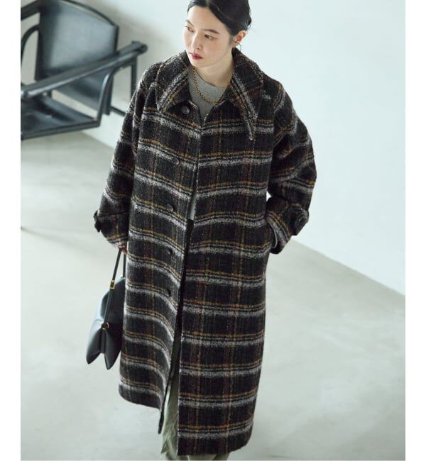 journal standard L'essage「《予約》SUPER100モッサ/GIOLICAチェック バルカラーコート」|ステンカラーコート|