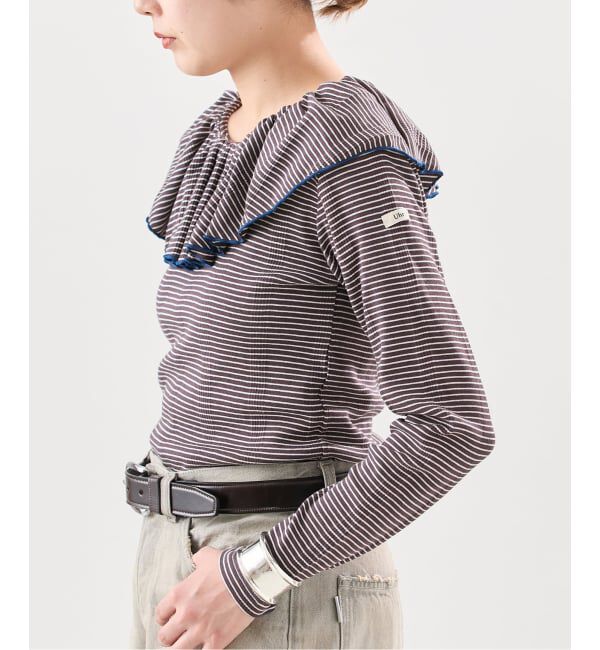 journal standard L'essage「《一部WEB限定カラー/予約》Miller*Uhr 別注 Frill Collar Tops カットソー」|Tシャツ・カットソー|ブラウン