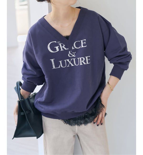 Spick and Span「《別注 / 予約》LA HUTTE Vネックスウェット*」|スウェット・ジャージ|ネイビー