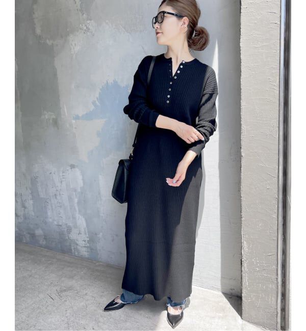 Spick and Span「《新色有り / 追加予約》ヘンリーネックリブニットワンピース」|ワンピース|