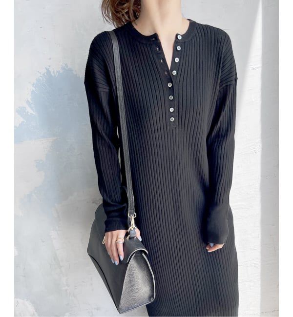 Spick and Span「《新色有り / 追加予約》ヘンリーネックリブニットワンピース」|ワンピース|