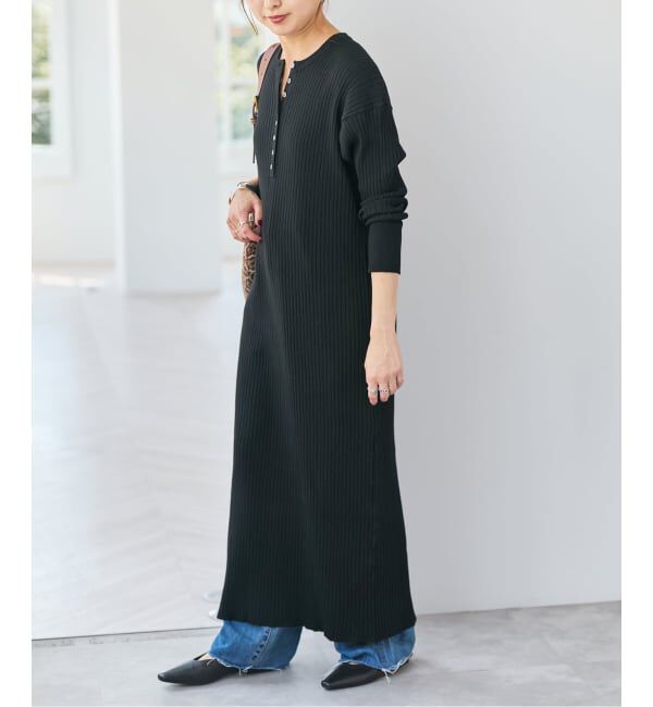 Spick and Span「《新色有り / 追加予約》ヘンリーネックリブニットワンピース」|ワンピース|