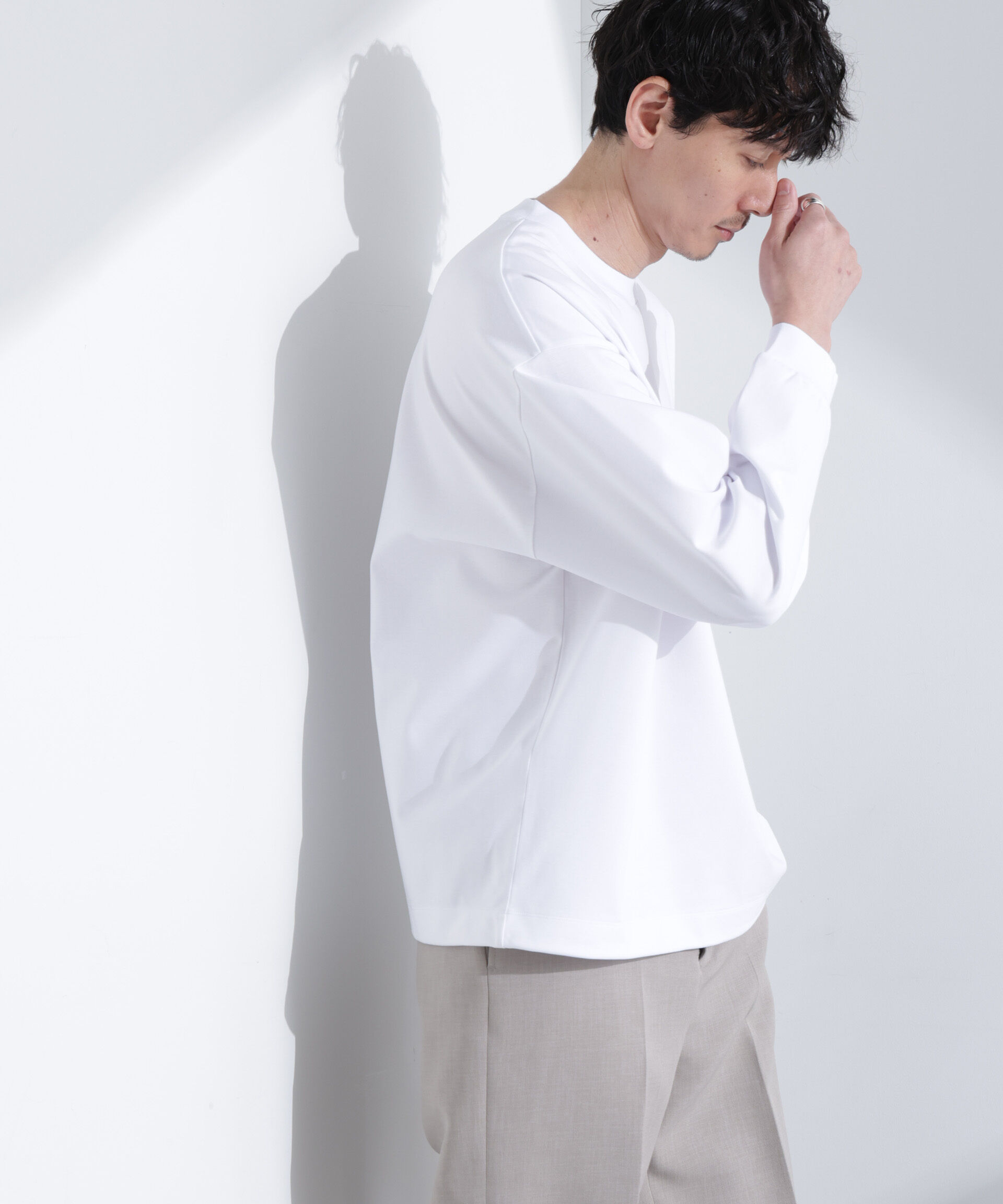 NANO universe「シルケットポンチロングスリーブバルーンTシャツ 長袖」|Tシャツ・カットソー|
