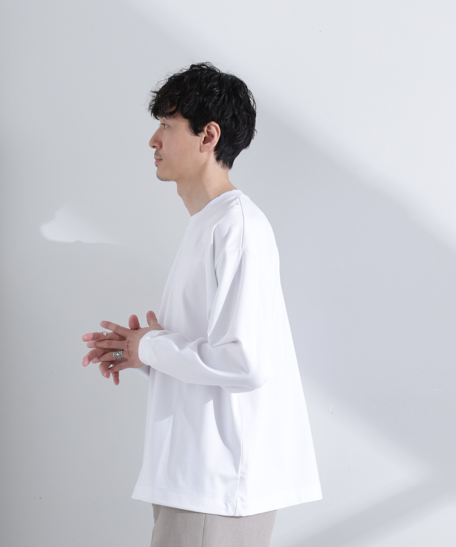 NANO universe「シルケットポンチロングスリーブバルーンTシャツ 長袖」|Tシャツ・カットソー|