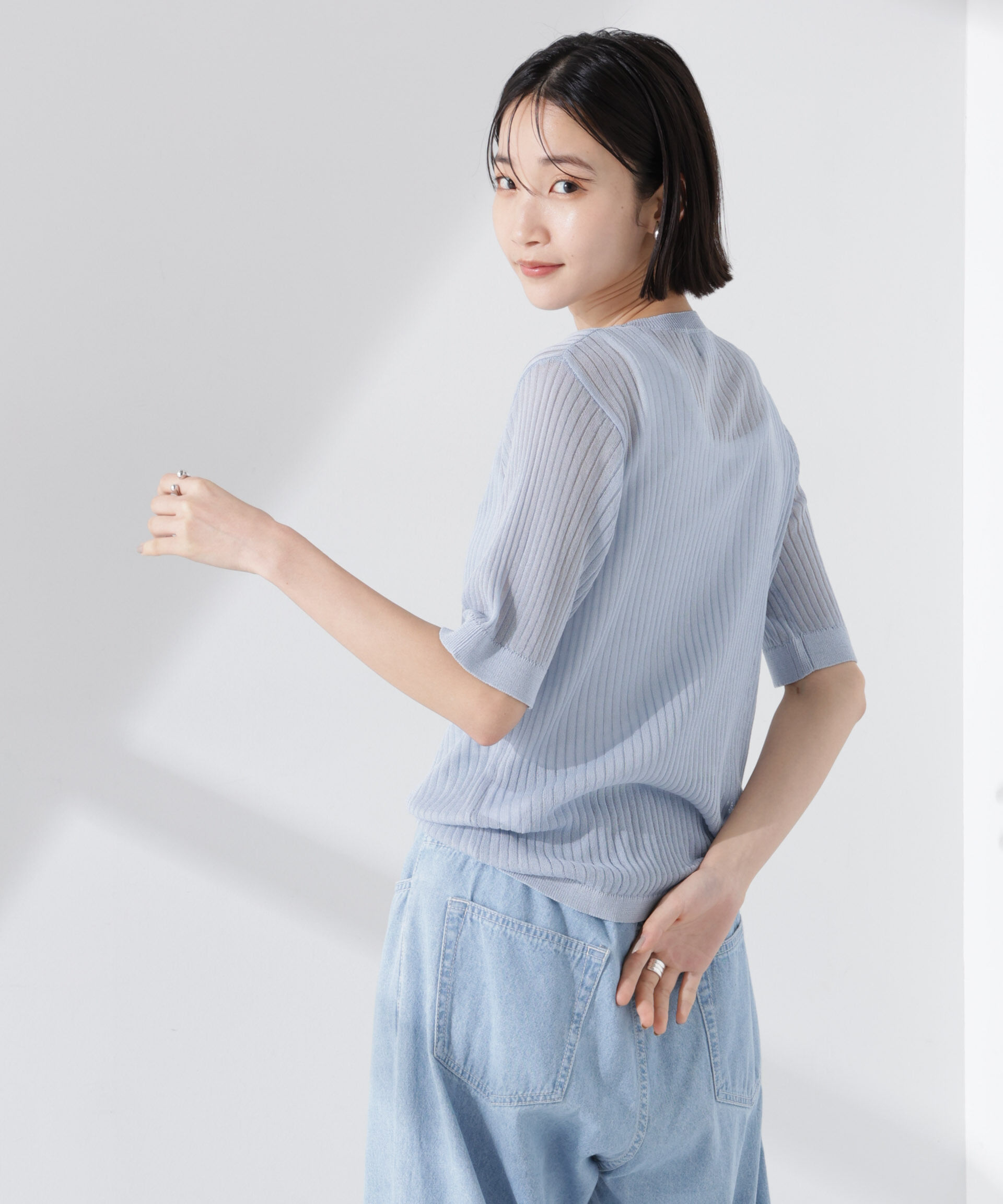 NANO universe「PENNEYS別注TheFOXシアーリブニットトップス」|ニット・セーター|