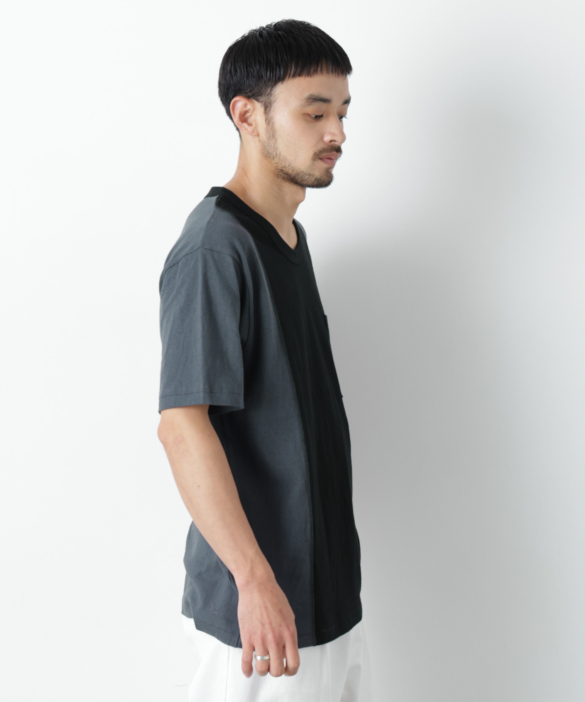 nano･universe「Raffy Cotton Jersey_切替Tシャツ」|Tシャツ・カットソー|